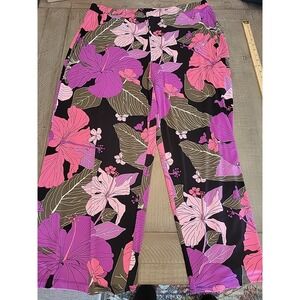 Liz Claiborne Pants Womens 2xl Purple Multicolor Floral  Career Casual